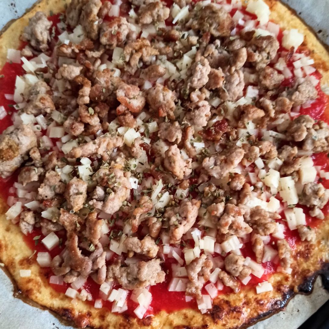 Pizza con base de coliflor Paso 3 Pizza con base de coliflor Paso 3