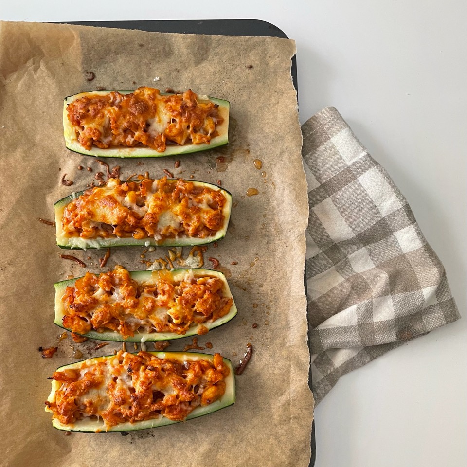 Calabacines rellenos de carne