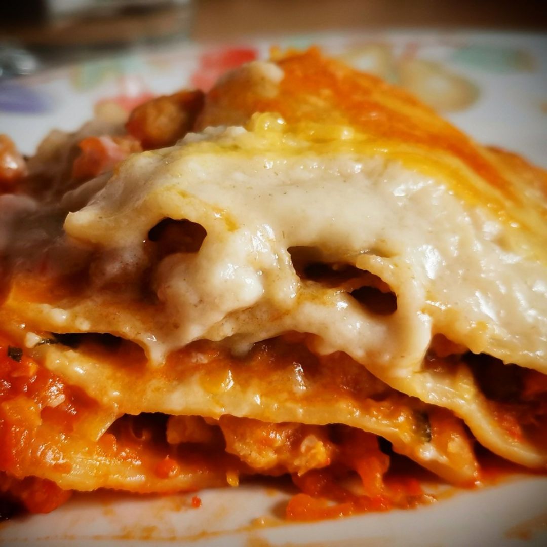 Lasaña de lentejas y soja texturizada 👀 ❤️ Lasaña de lentejas y soja texturizada 👀 ❤️