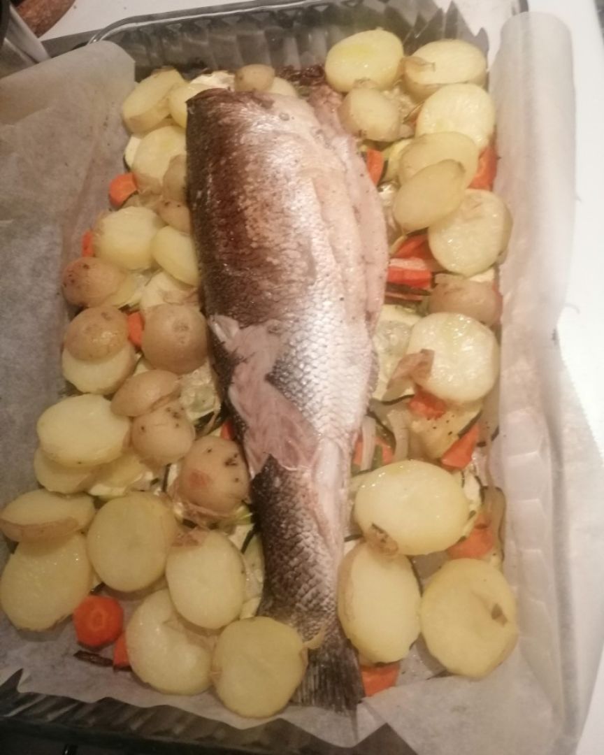 Lubina con verduras al horno Paso 2 Lubina con verduras al horno Paso 2