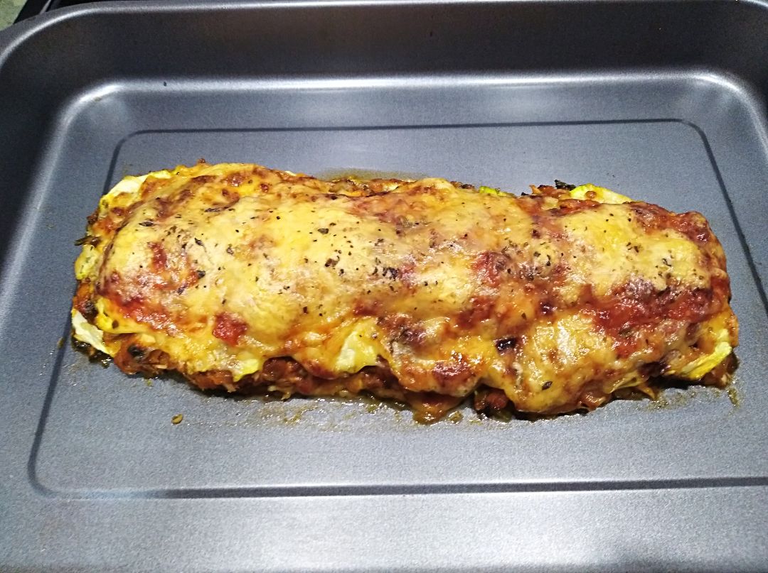 Lasaña de calabacín, verduras y caballa. Lasaña de calabacín, verduras y caballa.