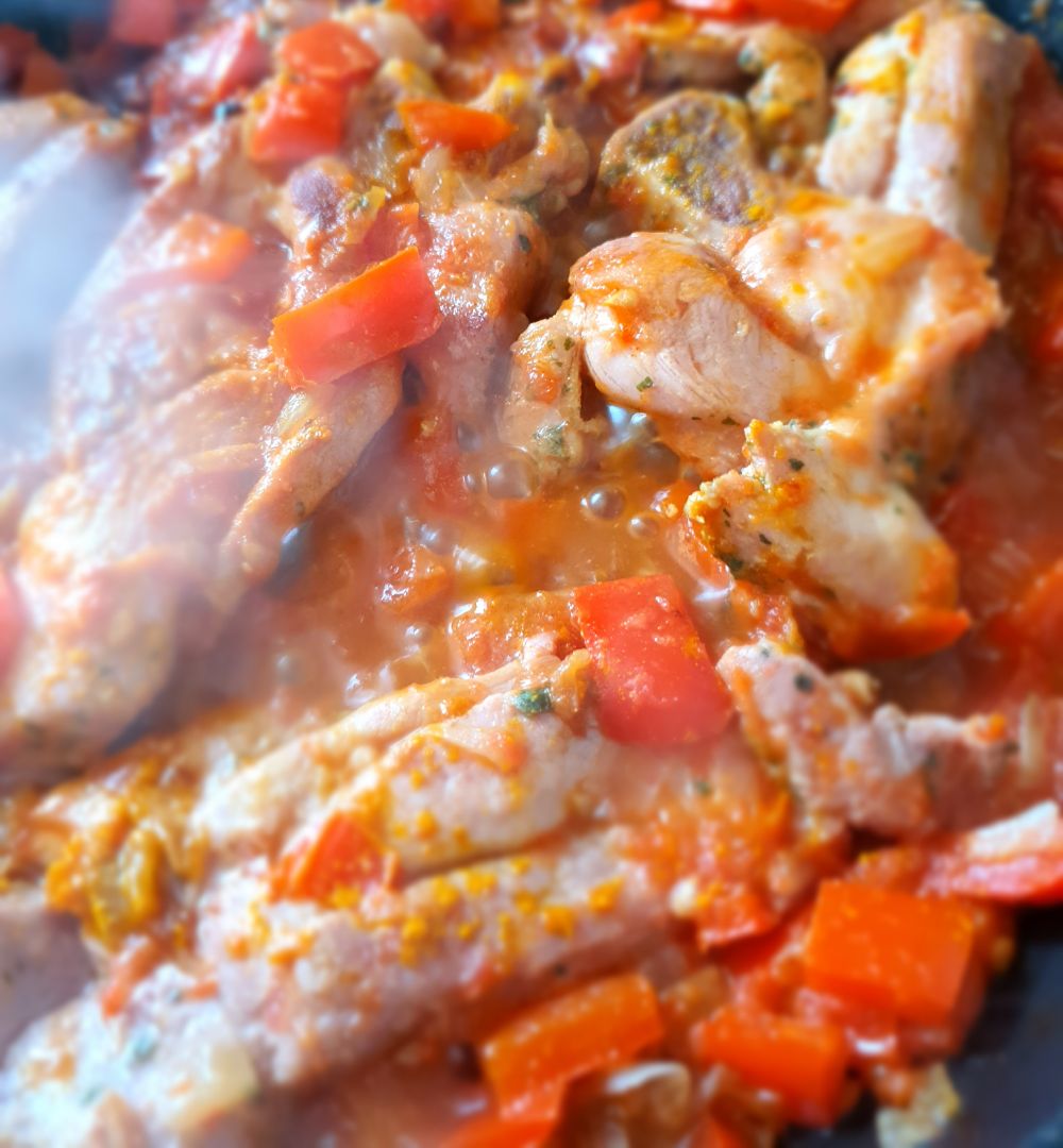 Chuleta de pavo con sofrito Chuleta de pavo con sofrito