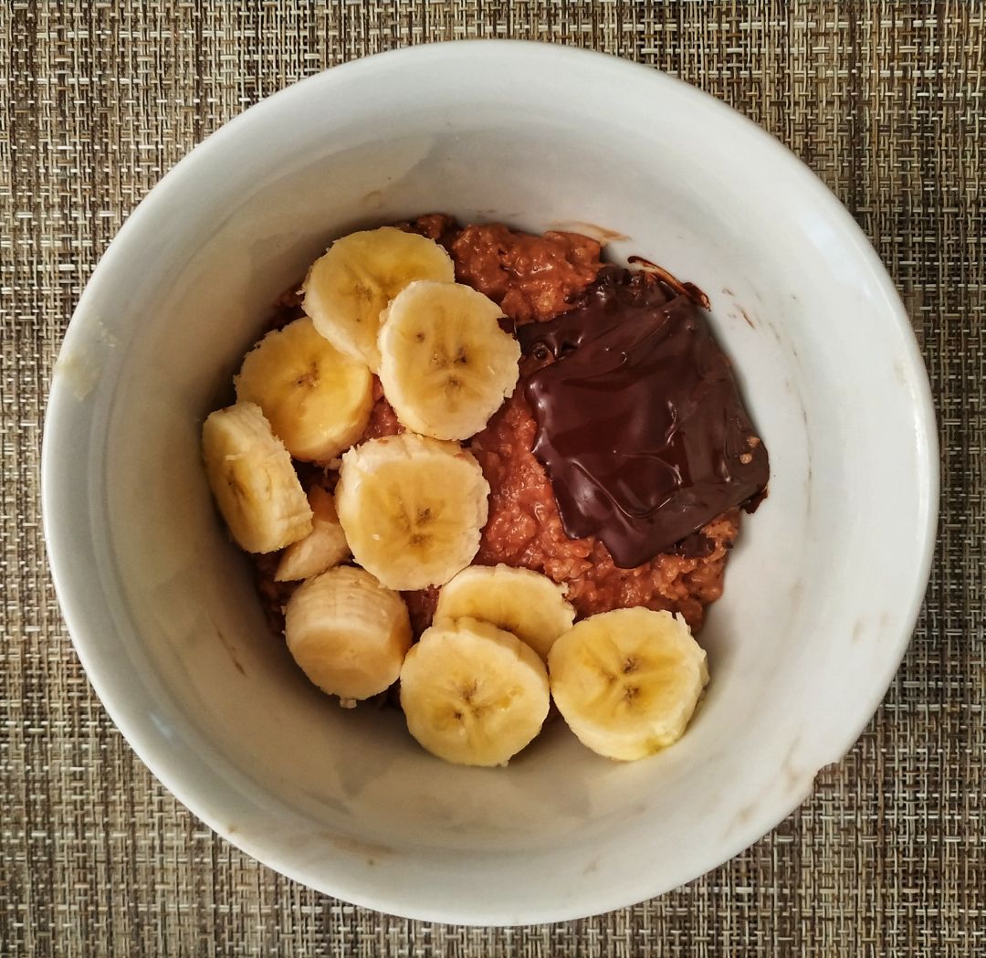 Porridge de avena, plátano y chocolate 🍫