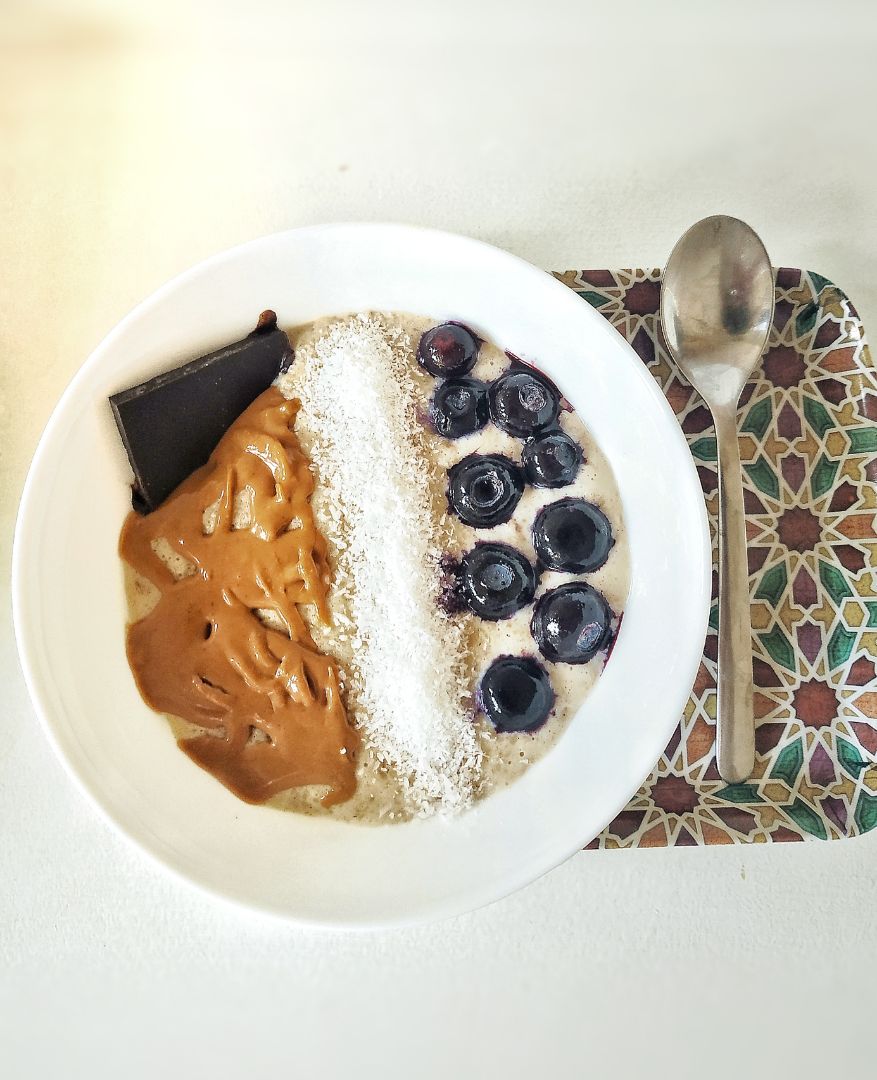 Gachas de avena con arándanos