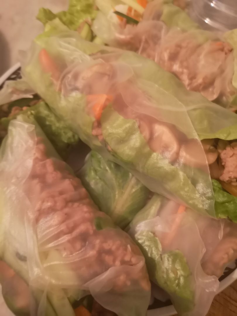 Rollitos de verdura y carne en papel de arroz Rollitos de verdura y carne en papel de arroz