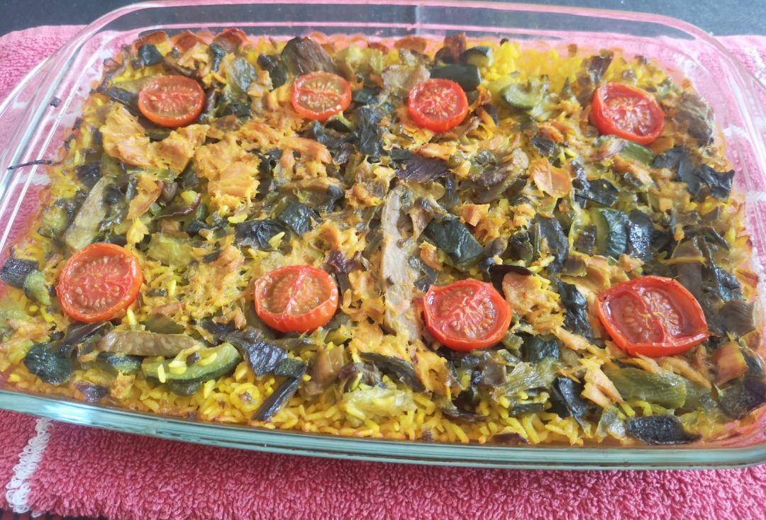 Arroz al horno con verduras. Arroz al horno con verduras.