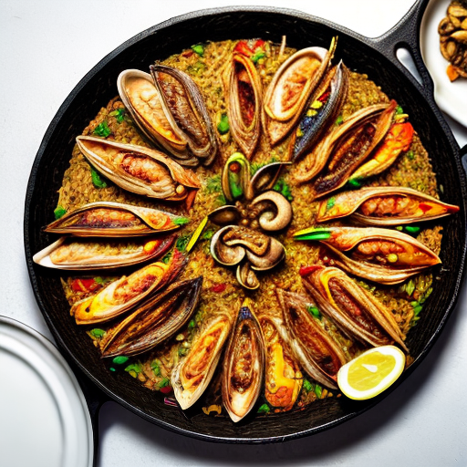 Paella con pollo y almejas Paella con pollo y almejas