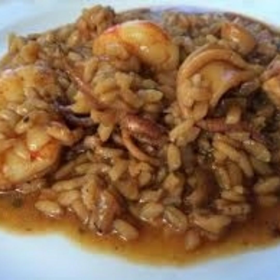 Arròs amb gambes i calamars Arròs amb gambes i calamars