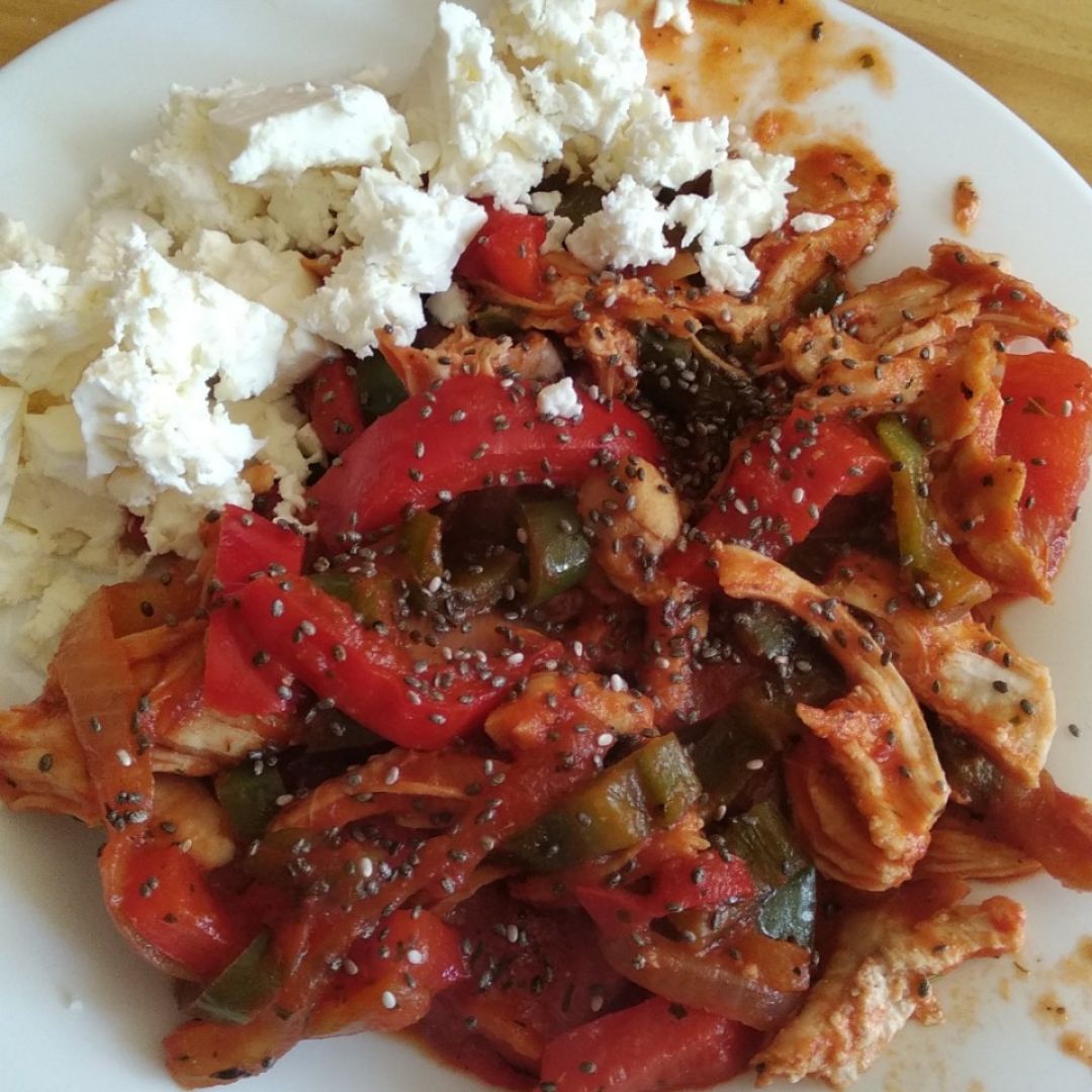 Verdura pochada con pechuga de pollo Verdura pochada con pechuga de pollo