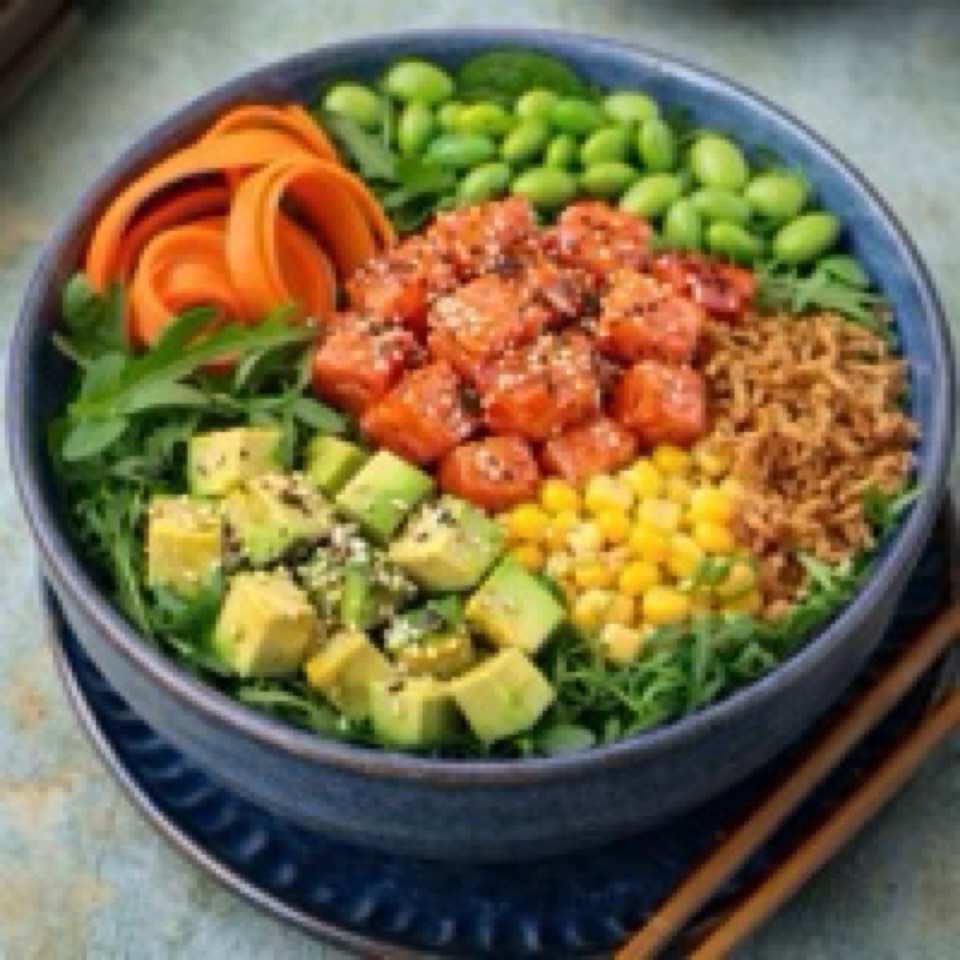 Pokebowl de salmón marinado Pokebowl de salmón marinado