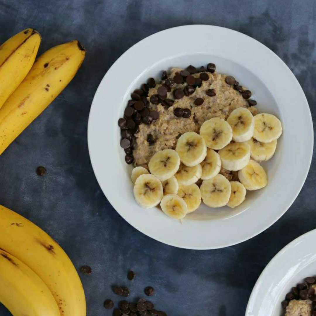 Desayuno avena con plátano y choco Desayuno avena con plátano y choco