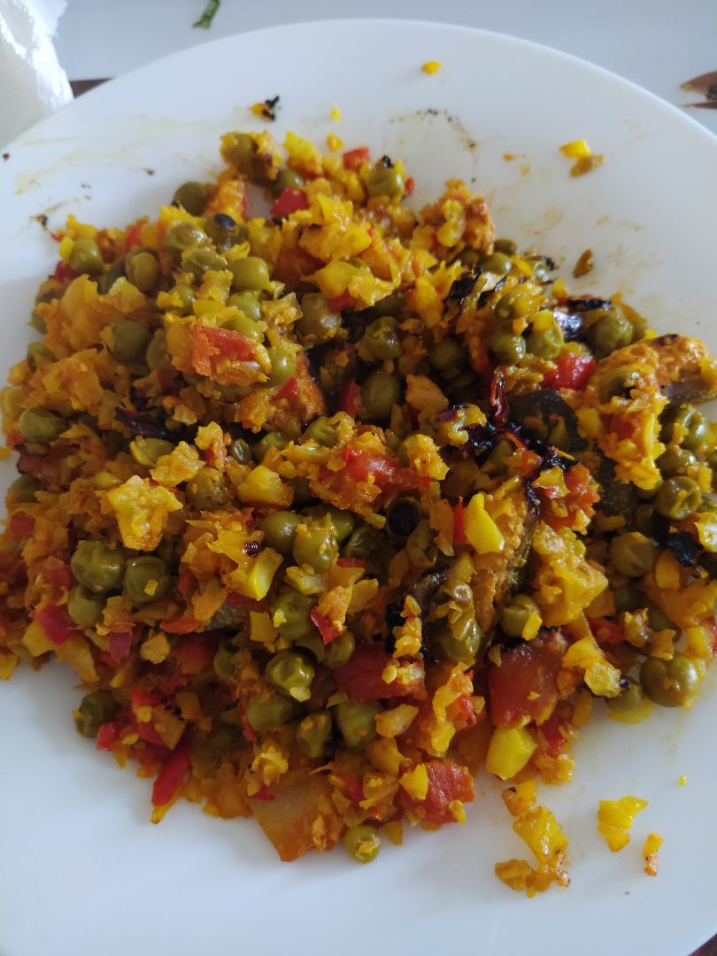 Falso arroz de pescado y verduras Paso 8 Falso arroz de pescado y verduras Paso 8