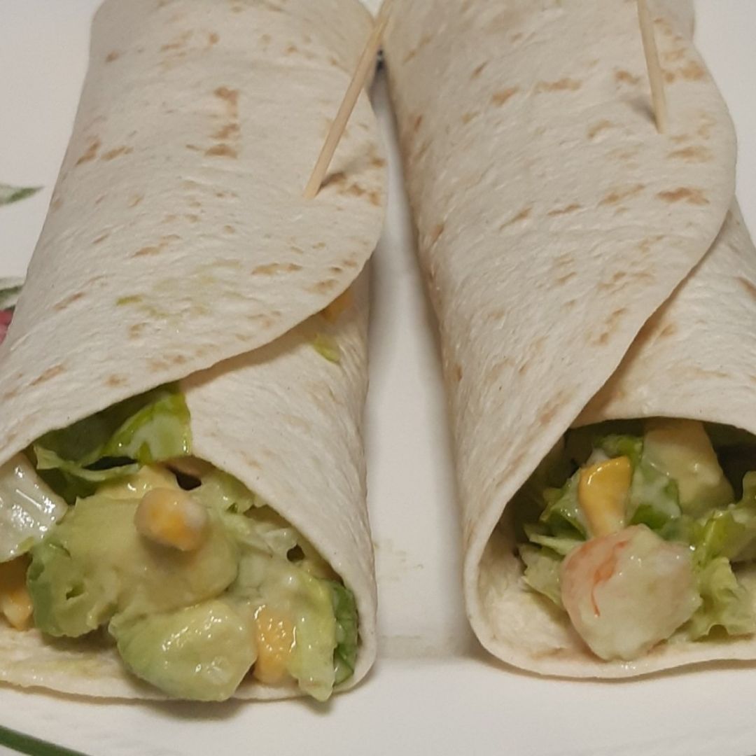 Wraps de gambas y aguacate 