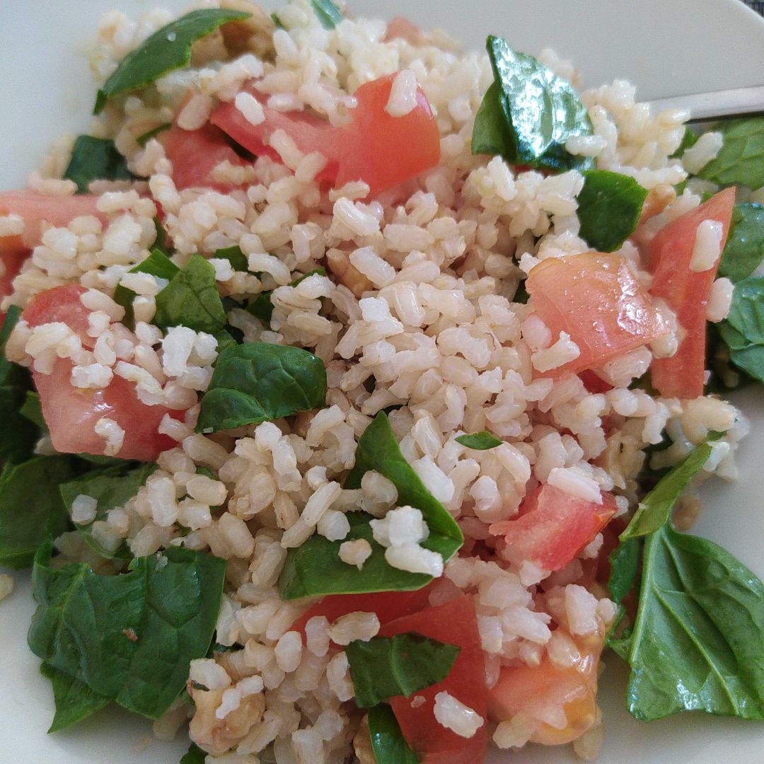 Arroz con espinacas y nueces