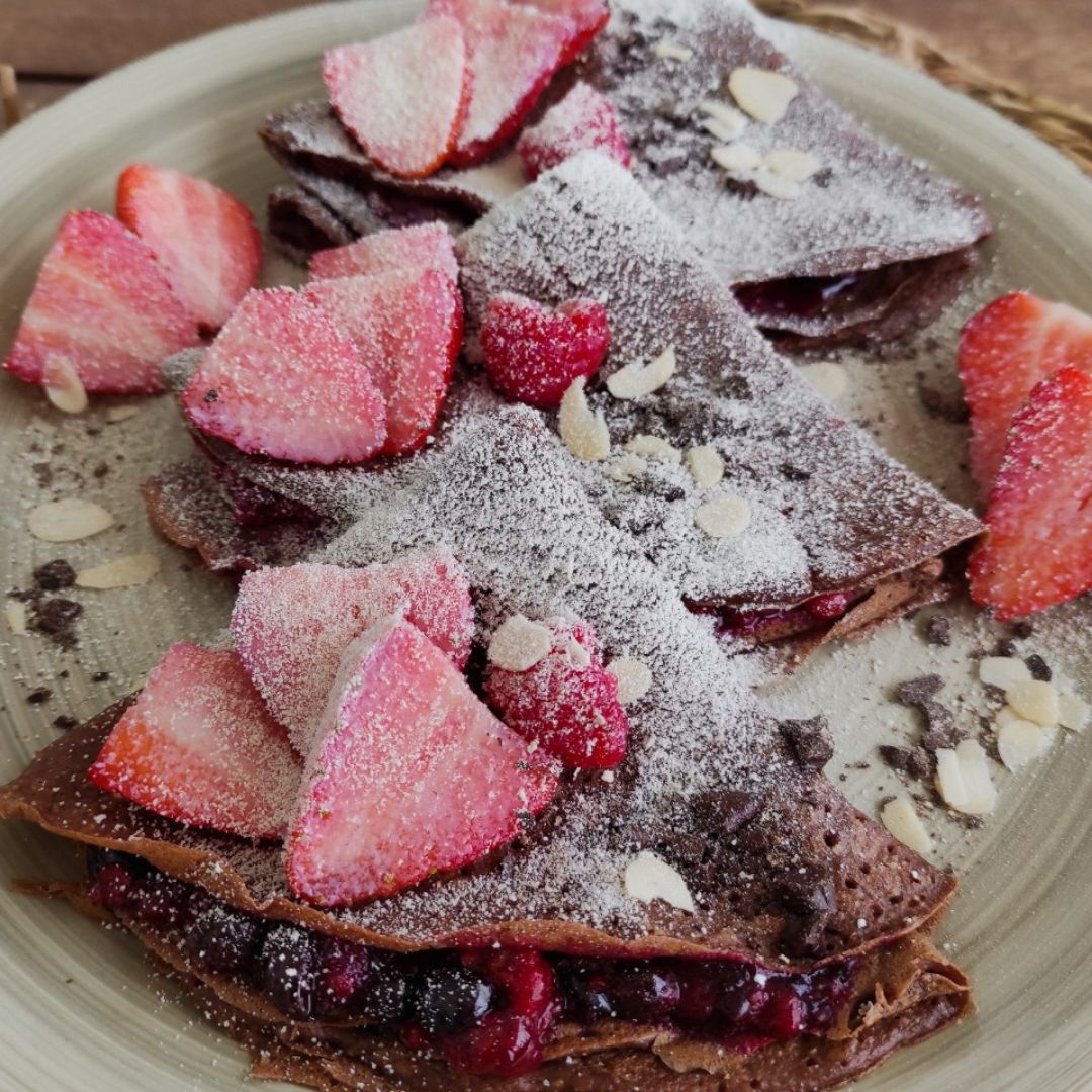 Crepes de chocolate con mermelada casera  😋🍓