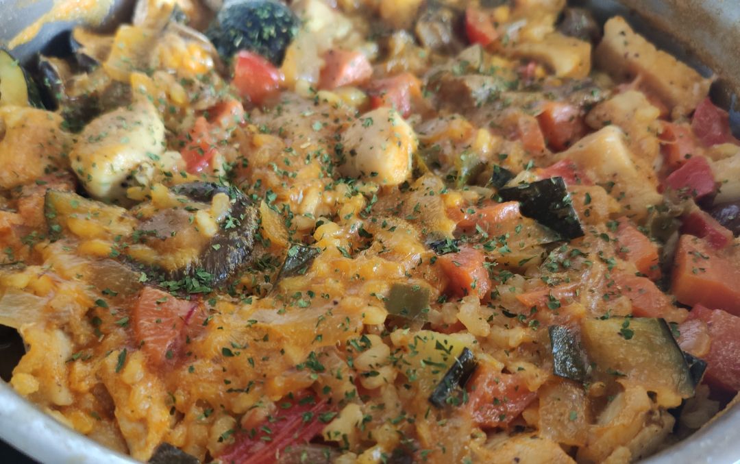 Super arroz de pollo, setas y verduritas Super arroz de pollo, setas y verduritas