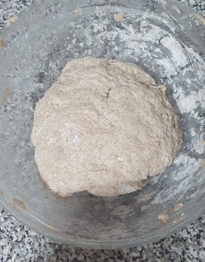Pizza facil de Harina integral  Paso 1