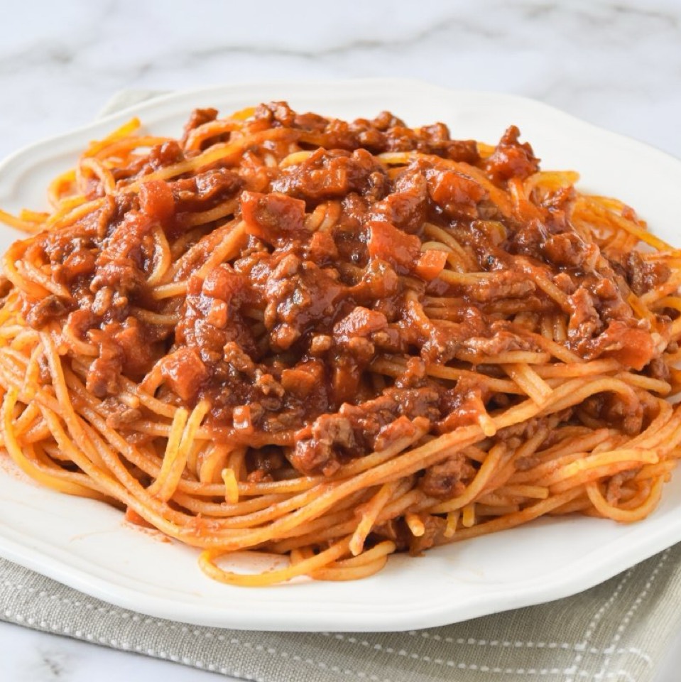 Pasta con boloñesa y verdura Pasta con boloñesa y verdura