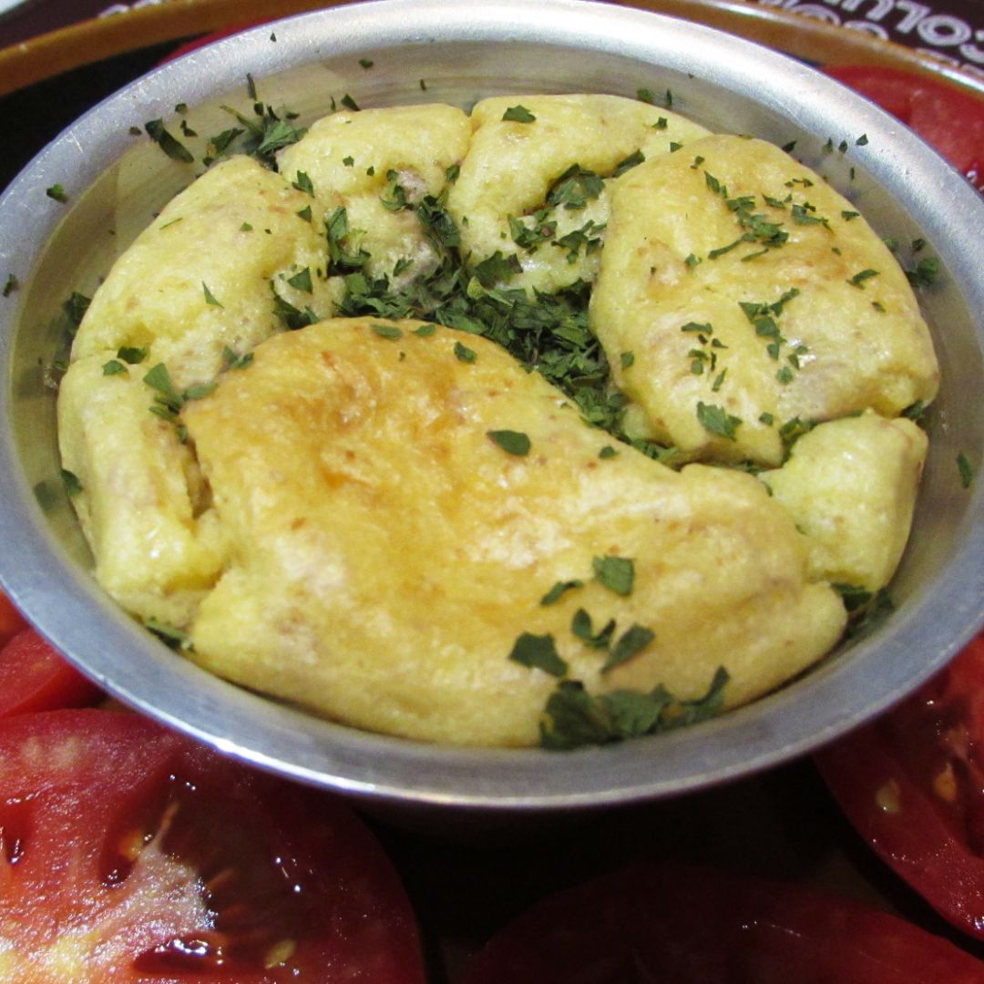 Suflé de patata con parmesano y nueces Suflé de patata con parmesano y nueces