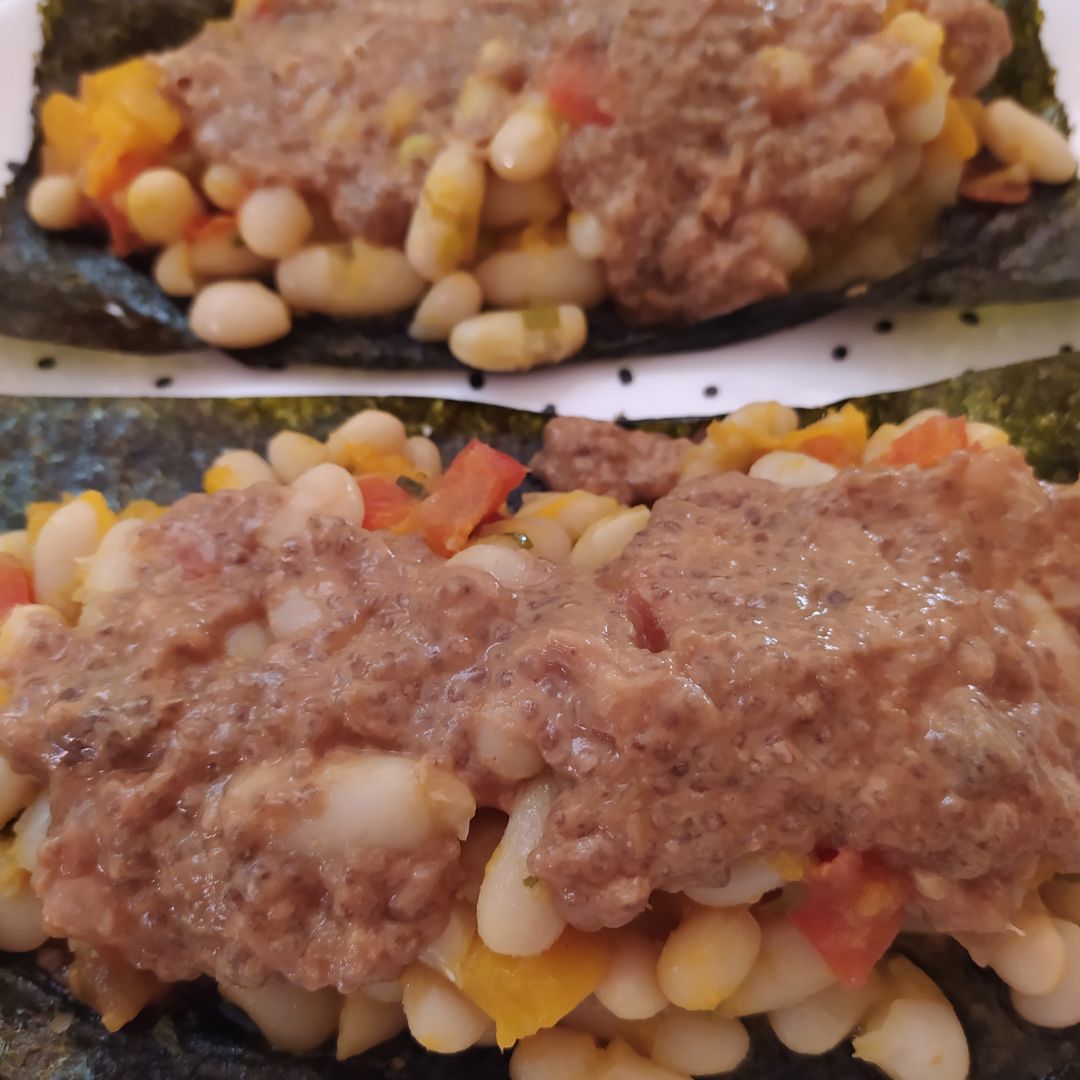 Tofu con Mango y Salsa especial sobre Alga nori Paso 4