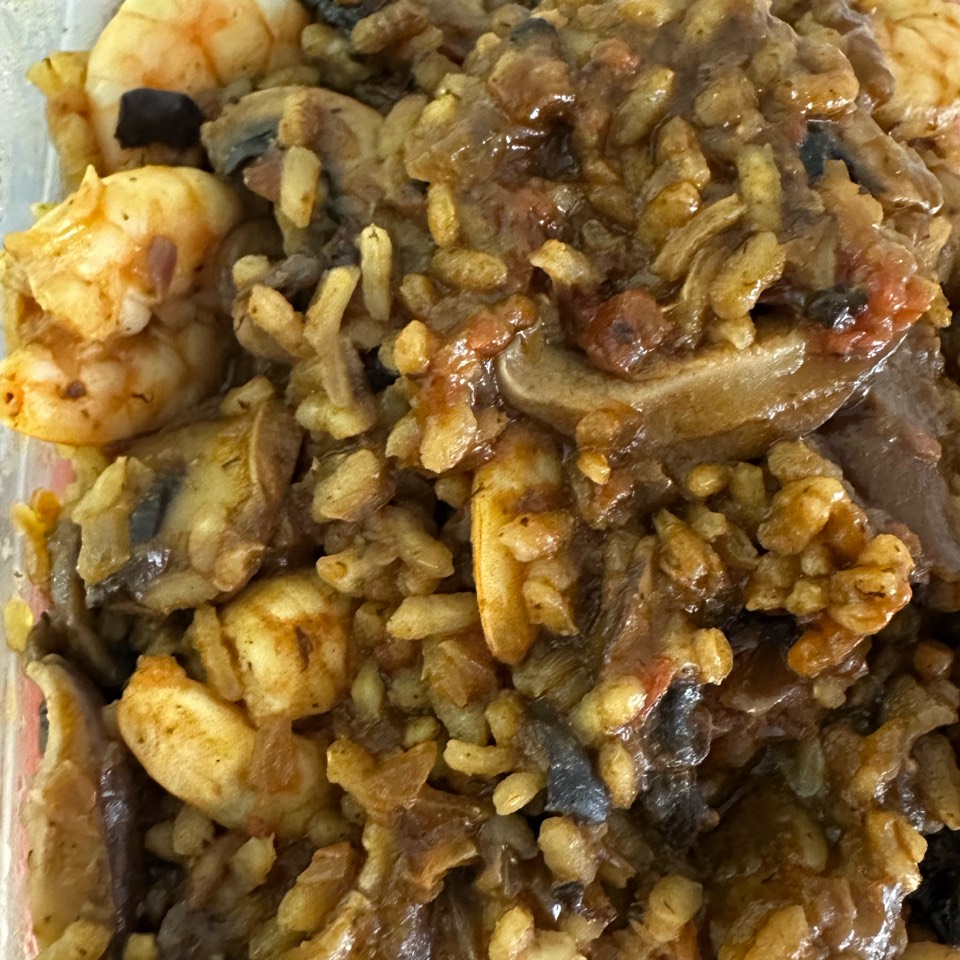 Arroz con langostinos y setas Arroz con langostinos y setas