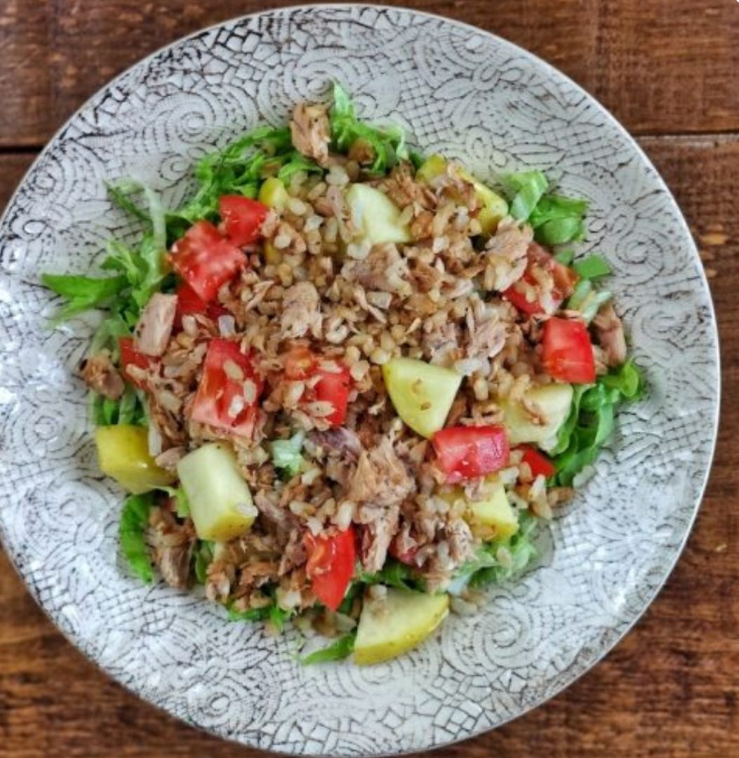 Ensalada templada de arroz y atun Ensalada templada de arroz y atun
