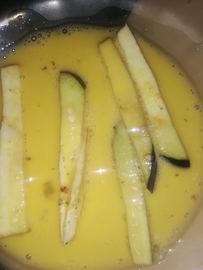 Palitos de berenjena y Calabacín Paso 3 Palitos de berenjena y Calabacín Paso 3