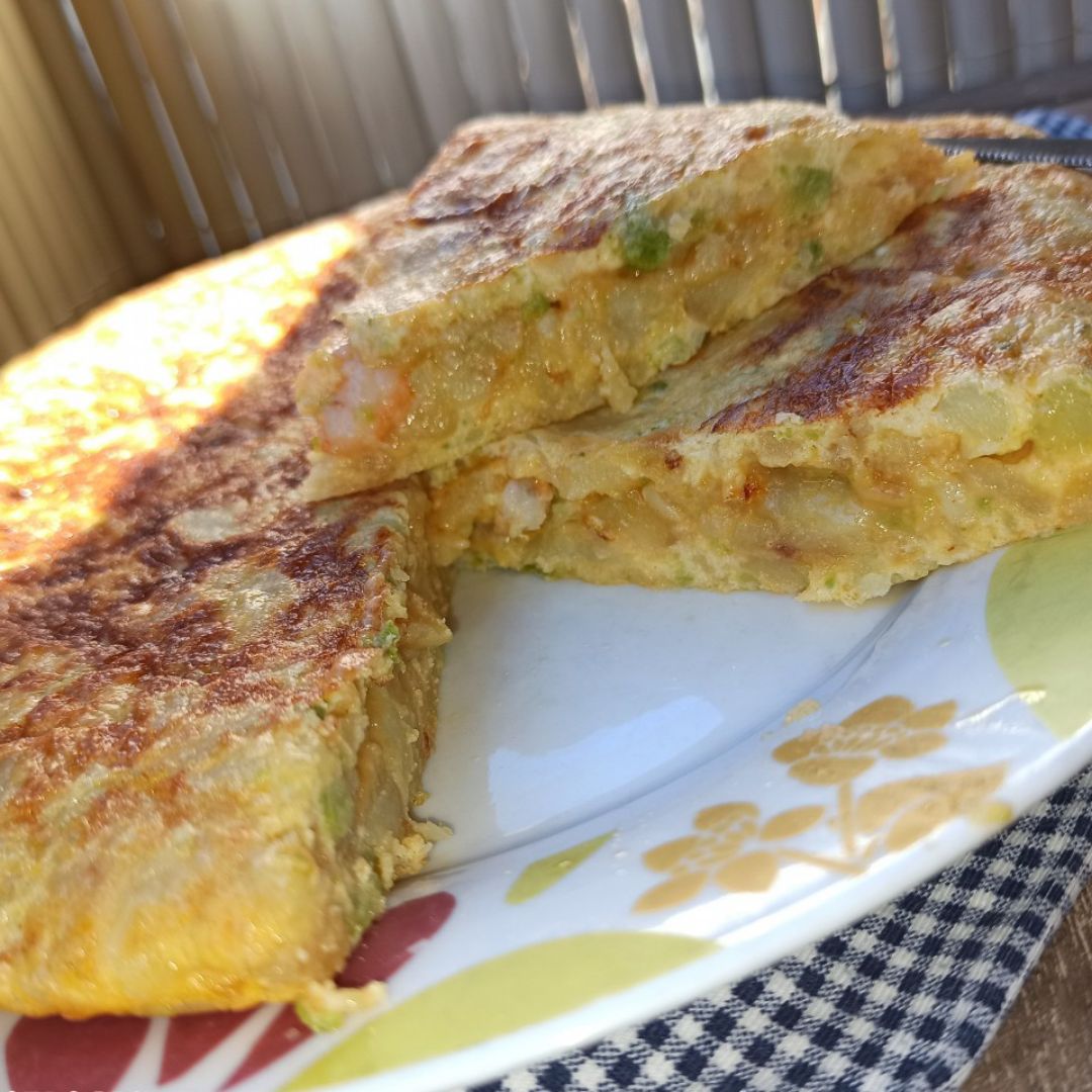 Tortilla de patatas, brócoli Romanesco y gambitas!!! Tortilla de patatas, brócoli Romanesco y gambitas!!!