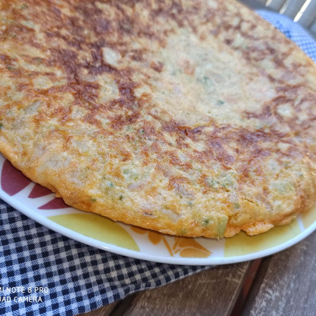 Tortilla de patatas, brócoli Romanesco y gambitas!!! Paso 4 Tortilla de patatas, brócoli Romanesco y gambitas!!! Paso 4