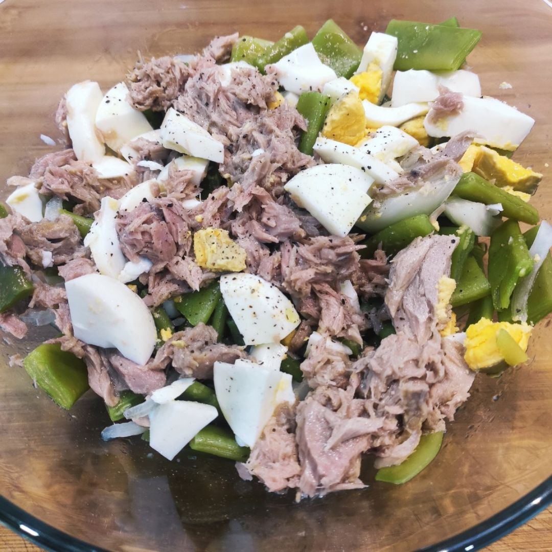 Ensalada de judías verdes con huevo y atún Ensalada de judías verdes con huevo y atún