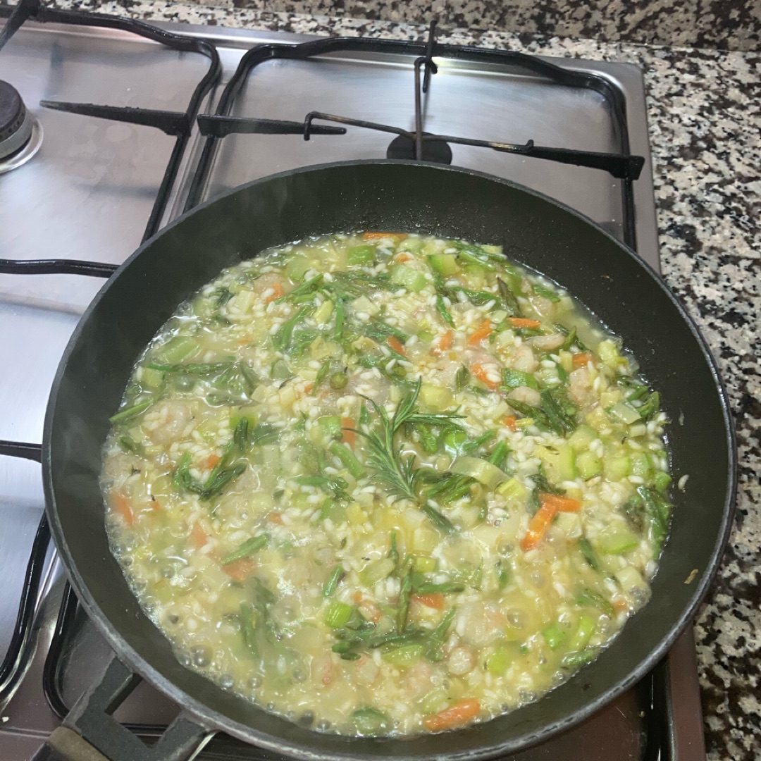 Risoto de gambas y esparragosStep 0