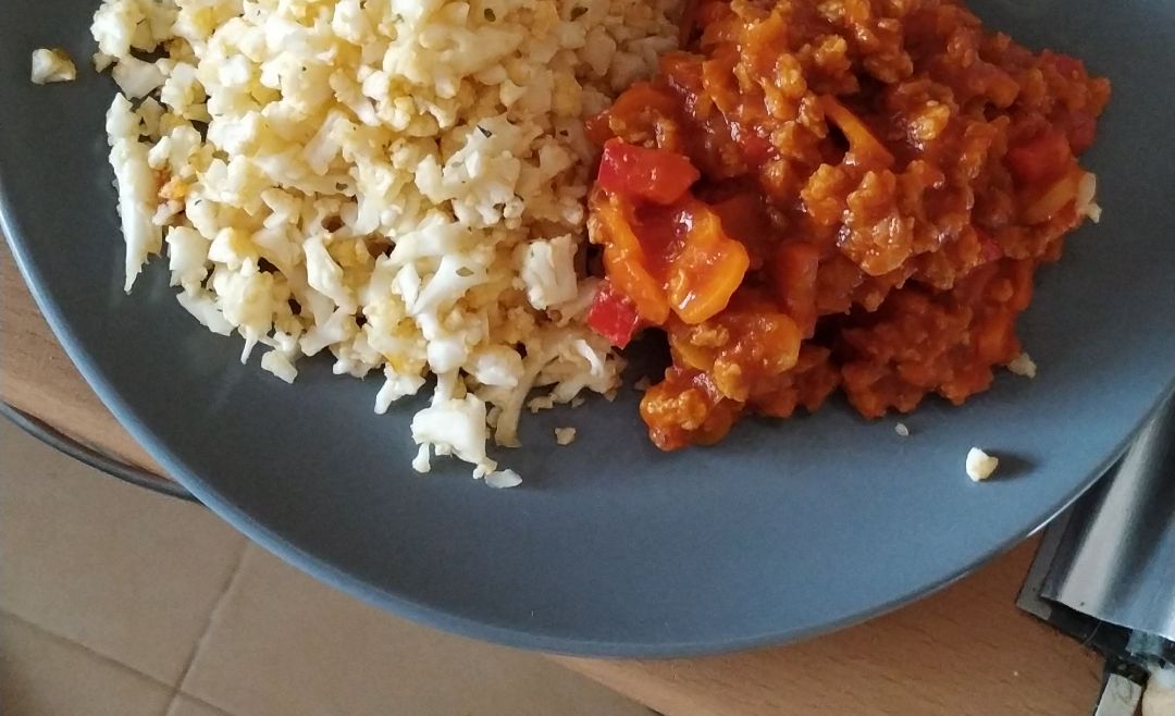 Colirroz con boloñesa vegana Colirroz con boloñesa vegana