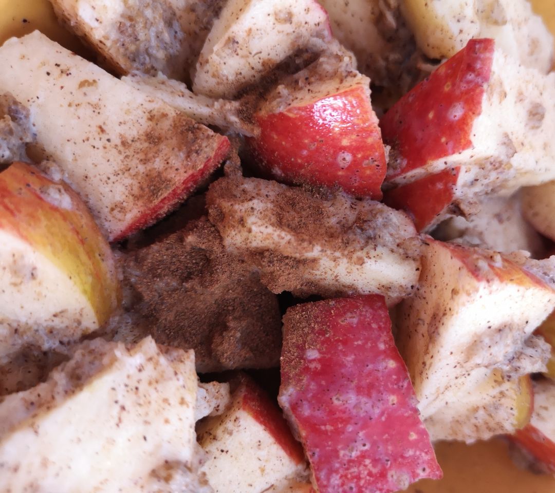 Manzana con canela y weetabix 