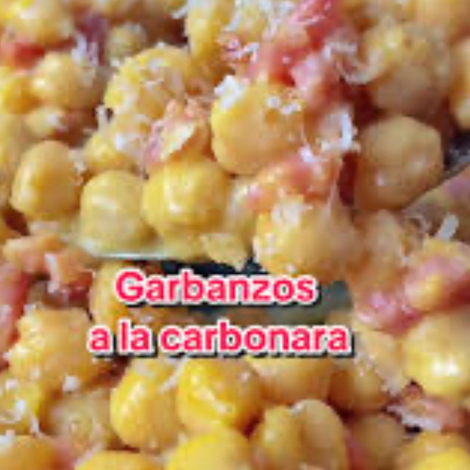 Garbanzos a la carbonara Garbanzos a la carbonara