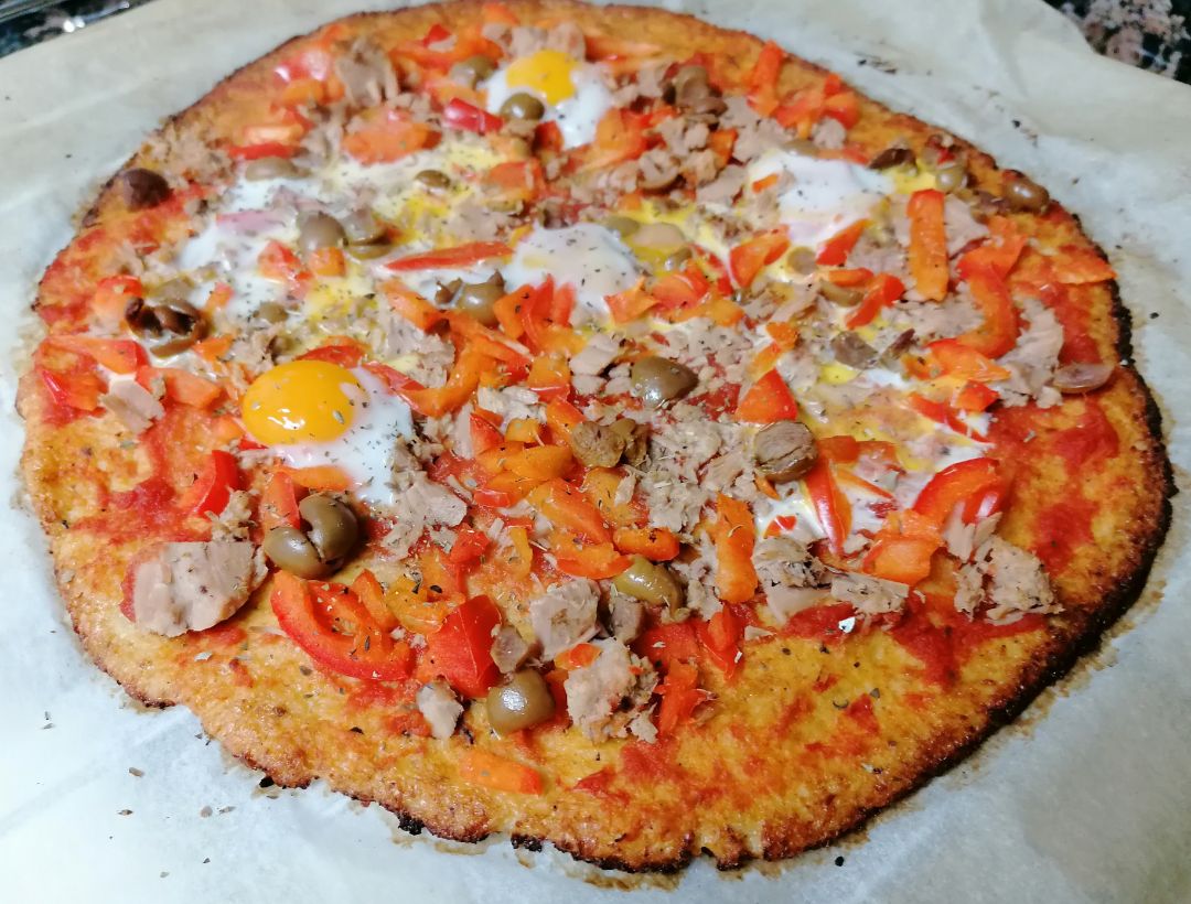 Pizza con base de coliflor