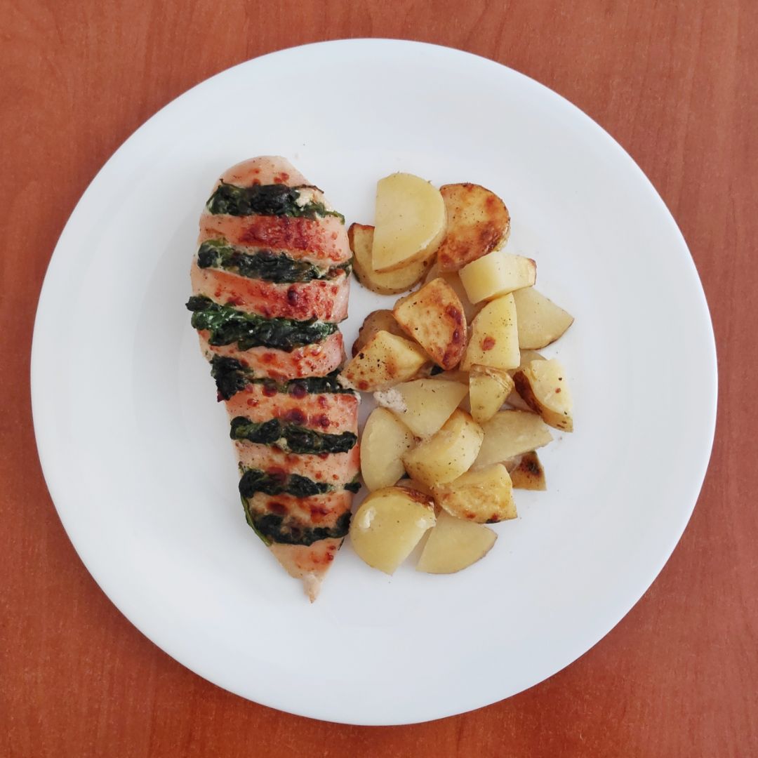 Pollo al horno relleno de espinacas Pollo al horno relleno de espinacas