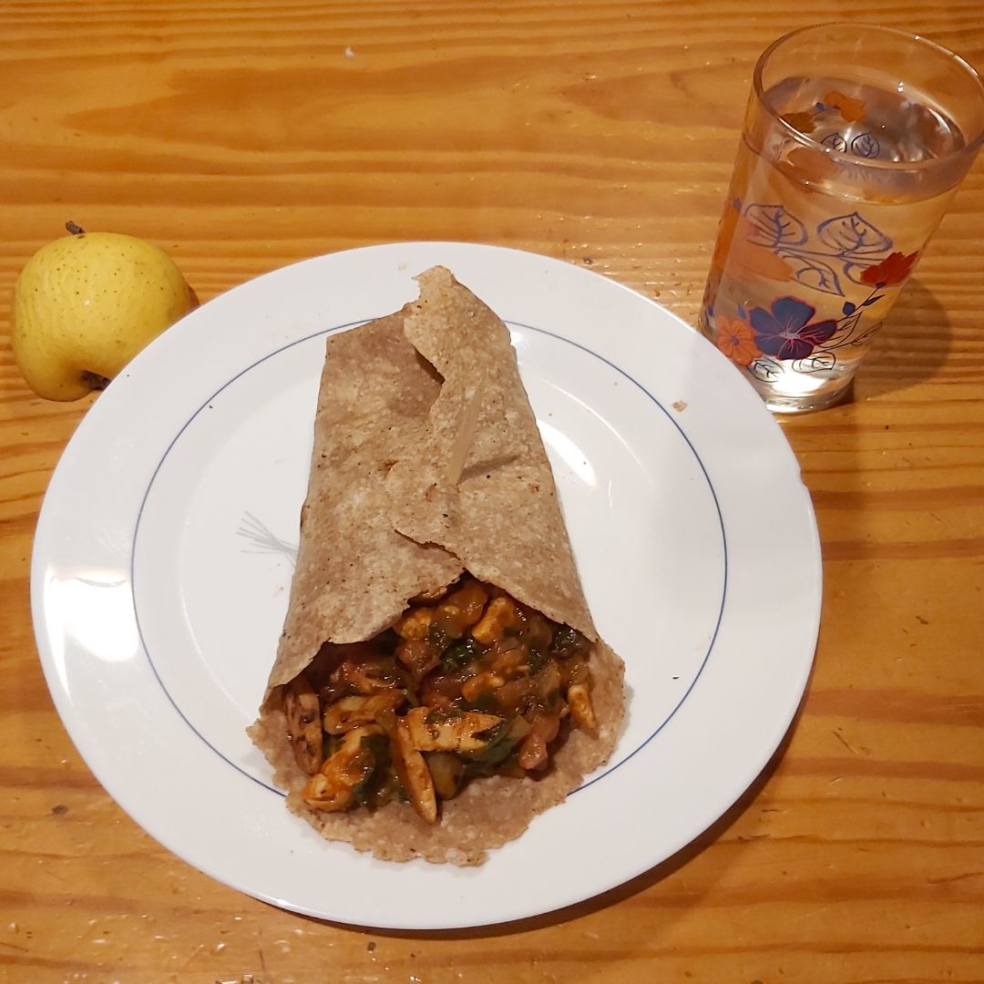 Burrito de pavo y espinacas con tortita casera Paso 5 Burrito de pavo y espinacas con tortita casera Paso 5