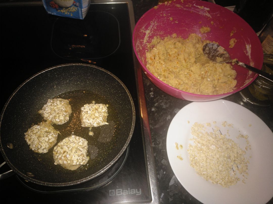 Nuggets de pollo con verduras y avena Paso 3 Nuggets de pollo con verduras y avena Paso 3