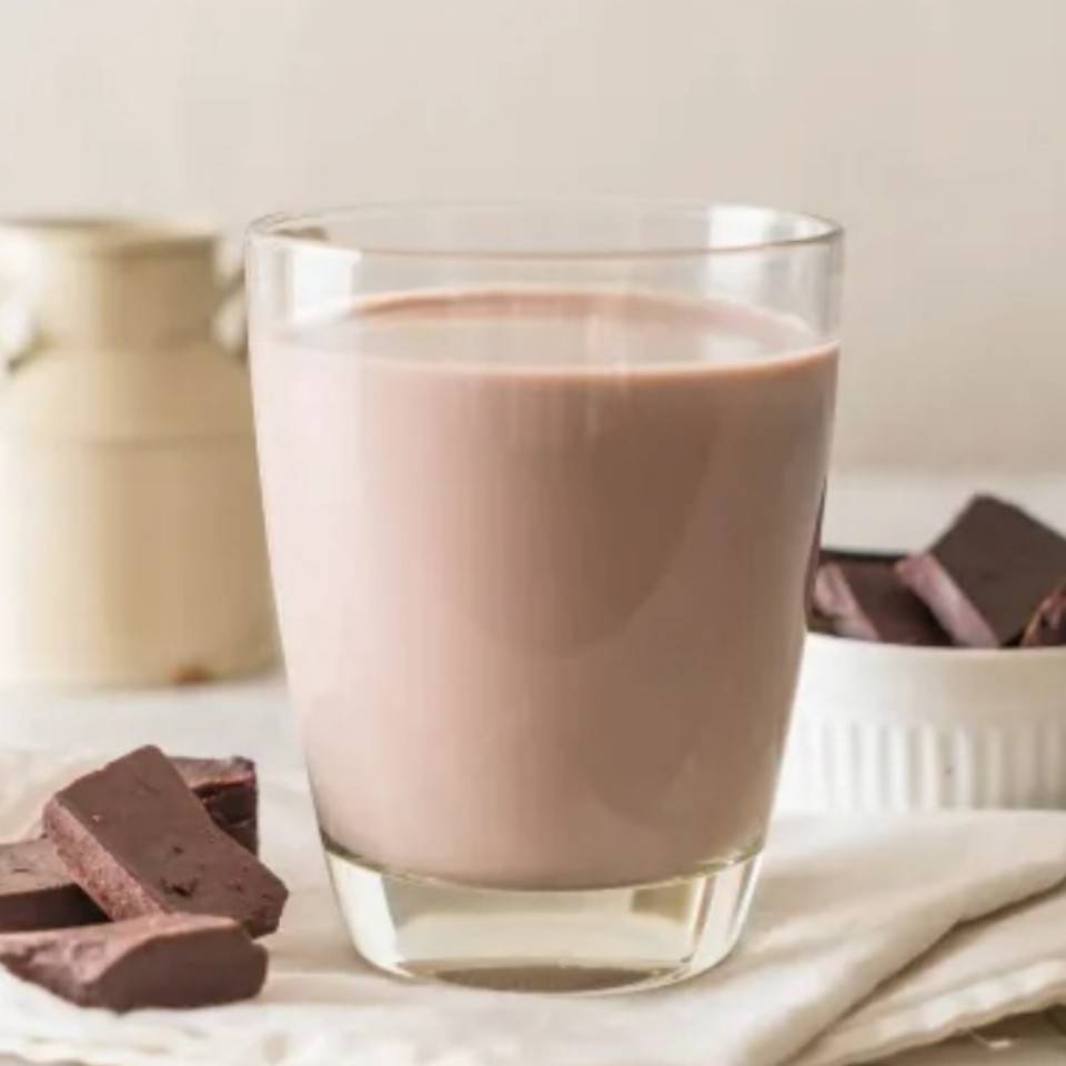 Vaso de leche con cacao Vaso de leche con cacao