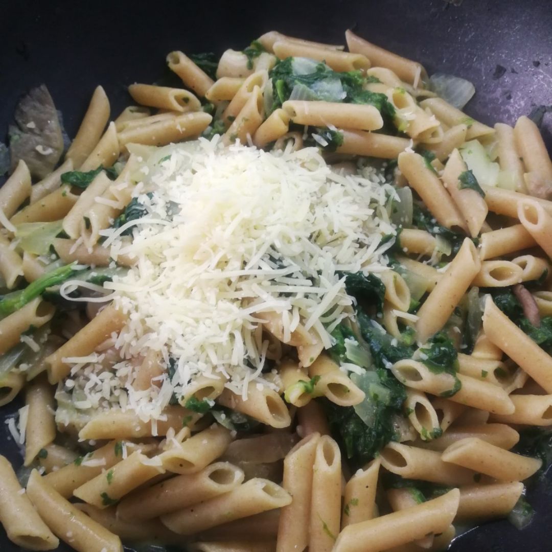 Macarrones con espinacas 