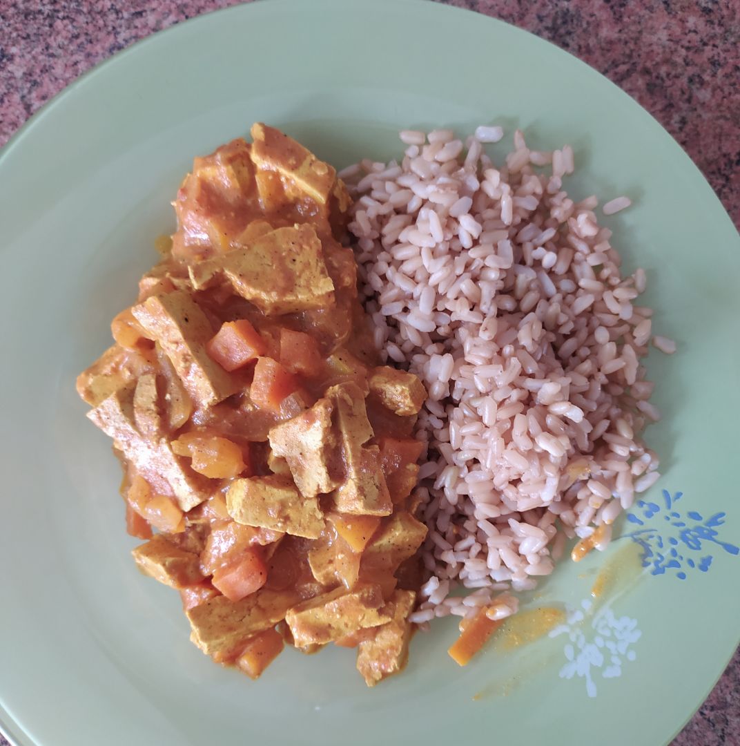 Tofu al curry con arroz integral Paso 5 Tofu al curry con arroz integral Paso 5