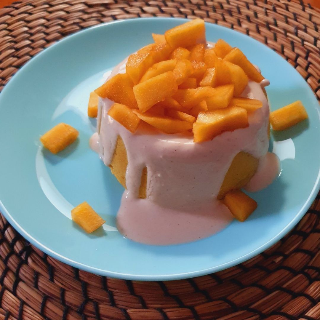 Brownie de melocotón y cúrcuma 🍑 Brownie de melocotón y cúrcuma 🍑