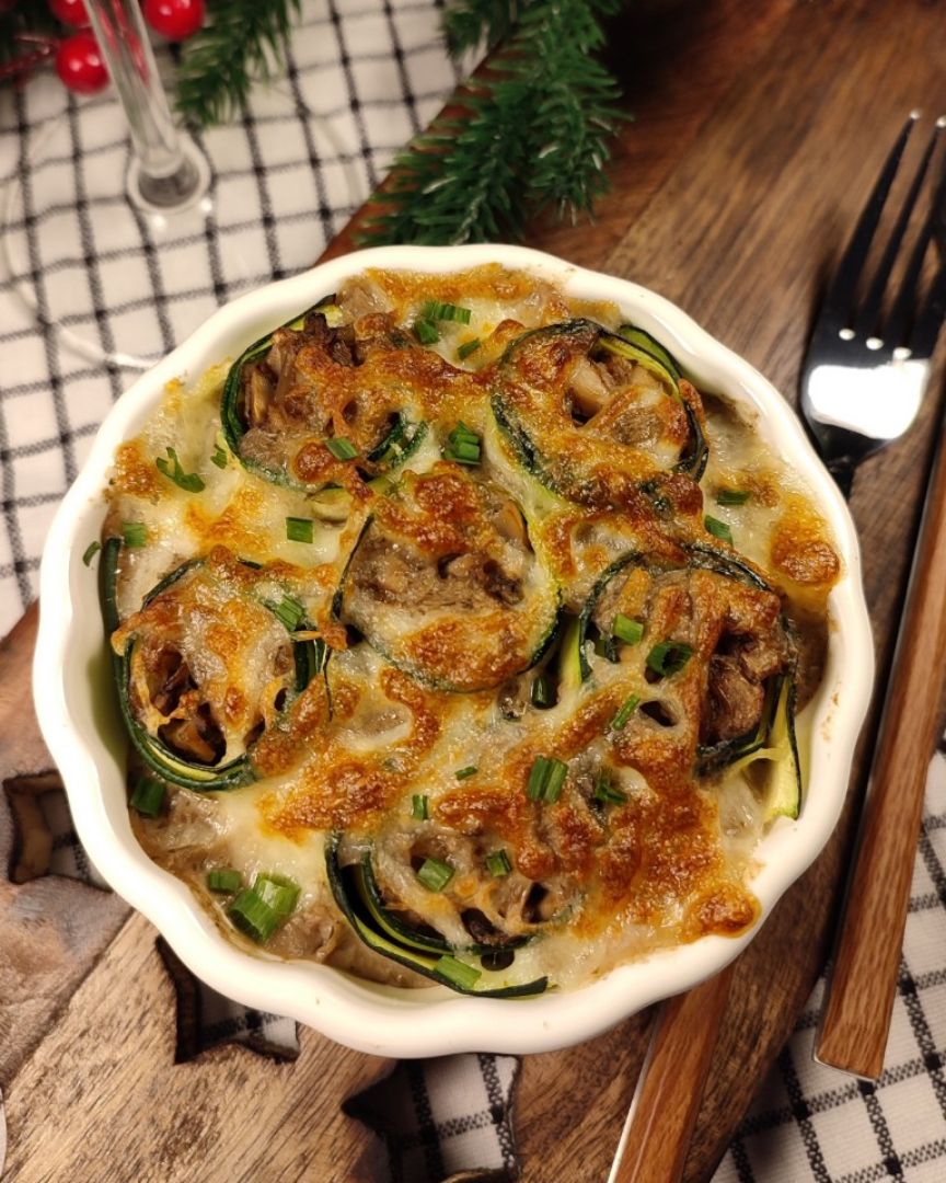 Canelones de calabacín rellenos de setas