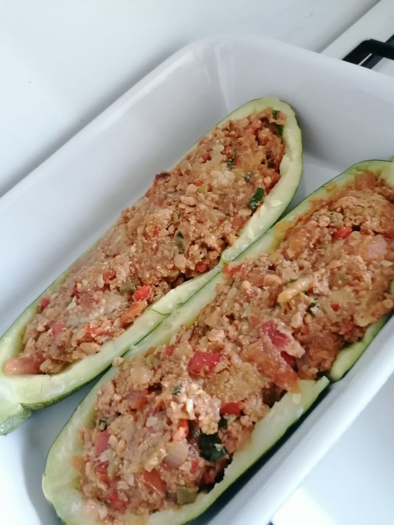 Calabacin relleno con bechamel de remolacha y coliflor Paso 3