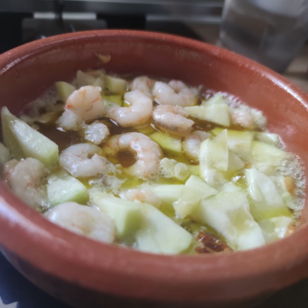 Gambas al ajillo con calabacín Gambas al ajillo con calabacín