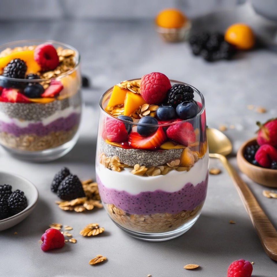 Yogur con chía y fruta