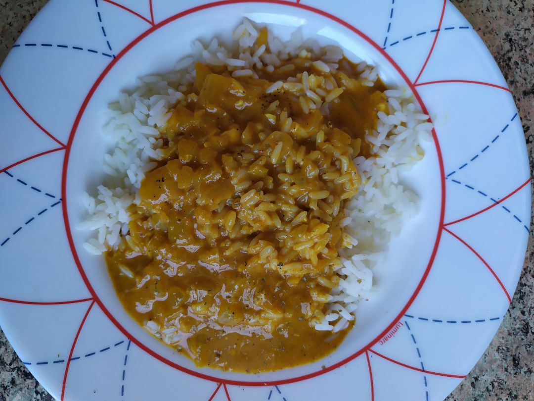 Arroz con curry vegetariano 