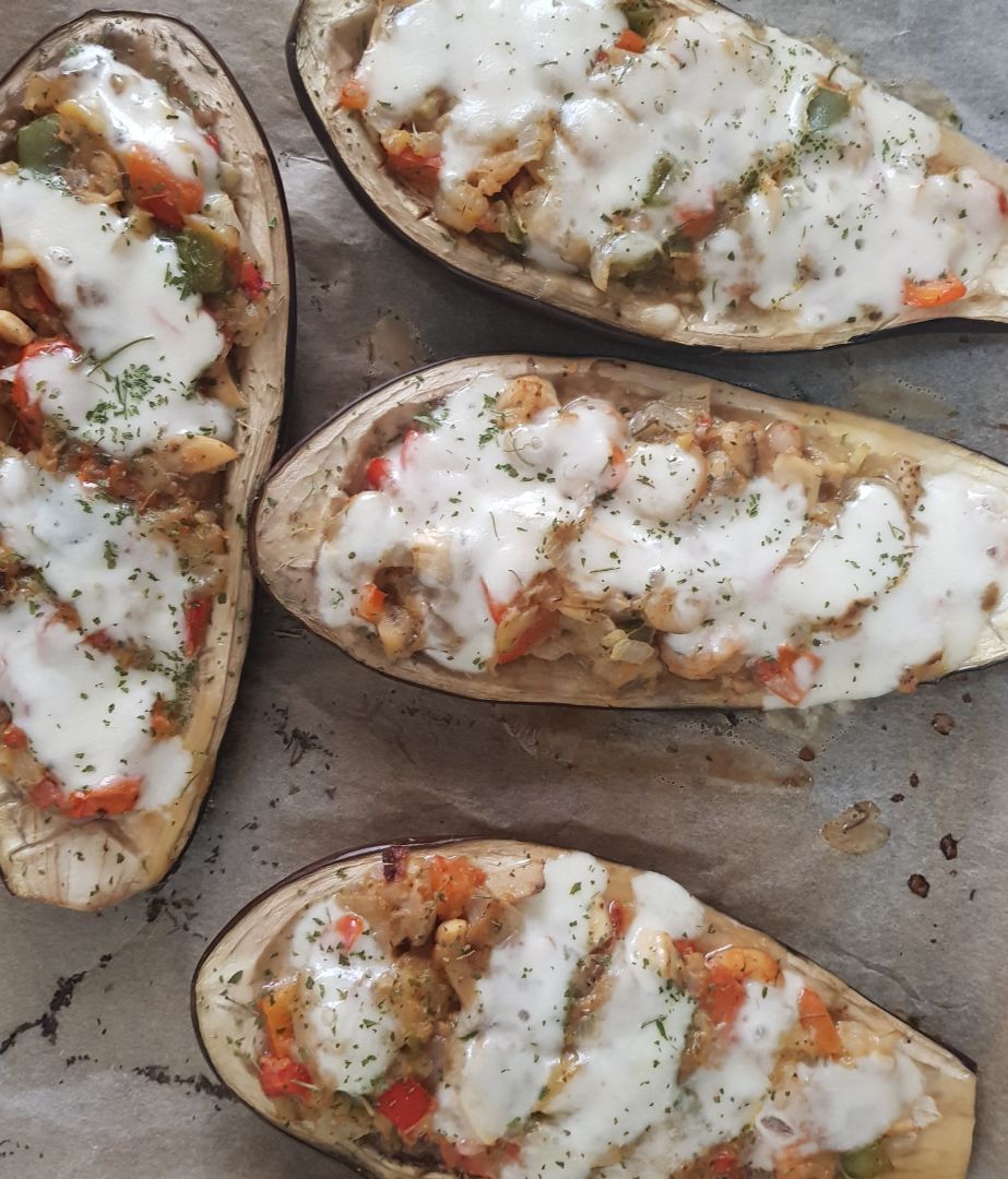 Berengenas rellenas de gambas Berengenas rellenas de gambas