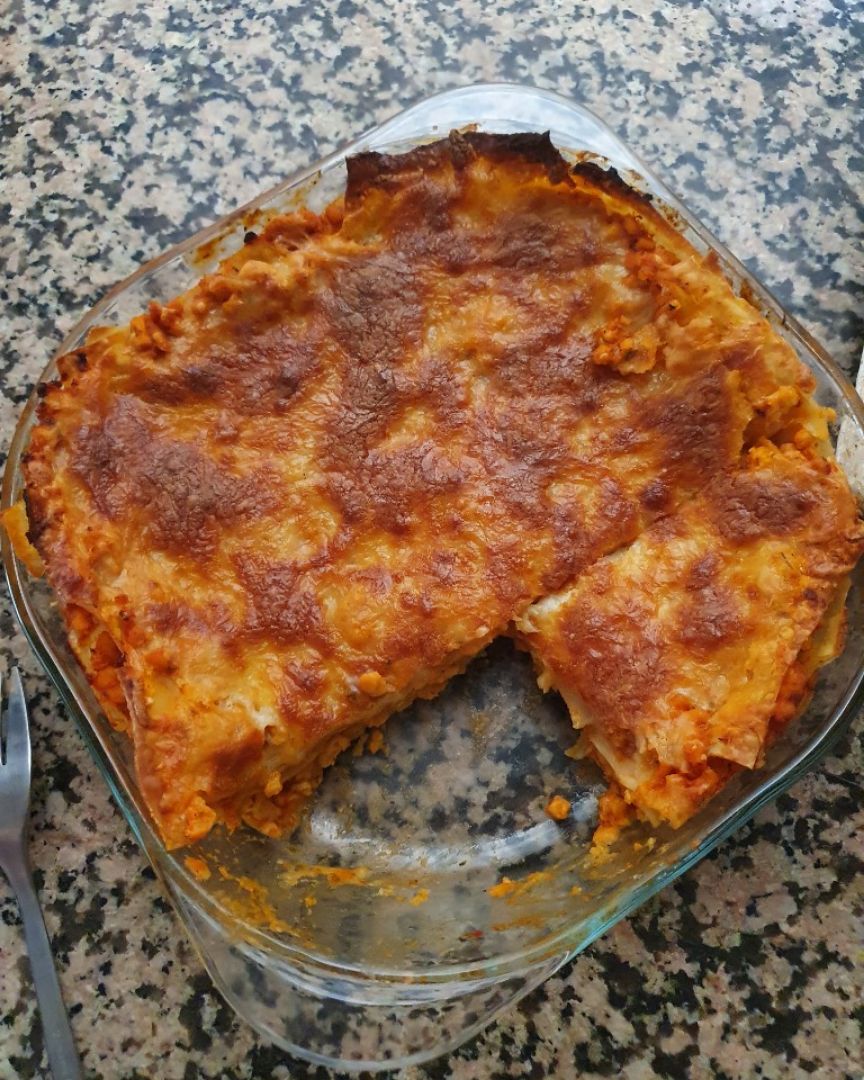 Lasaña con soja texturizada.🥙🖤 Lasaña con soja texturizada.🥙🖤