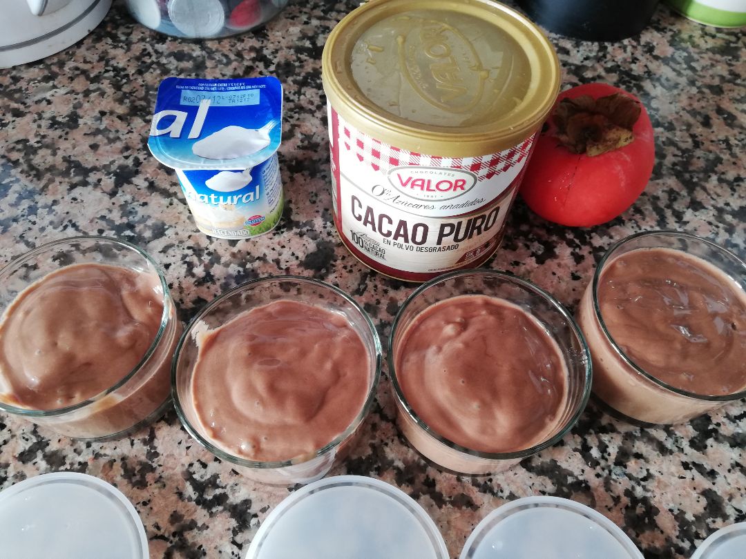 "natillas de caqui y chocolate" Paso 0 "natillas de caqui y chocolate" Paso 0